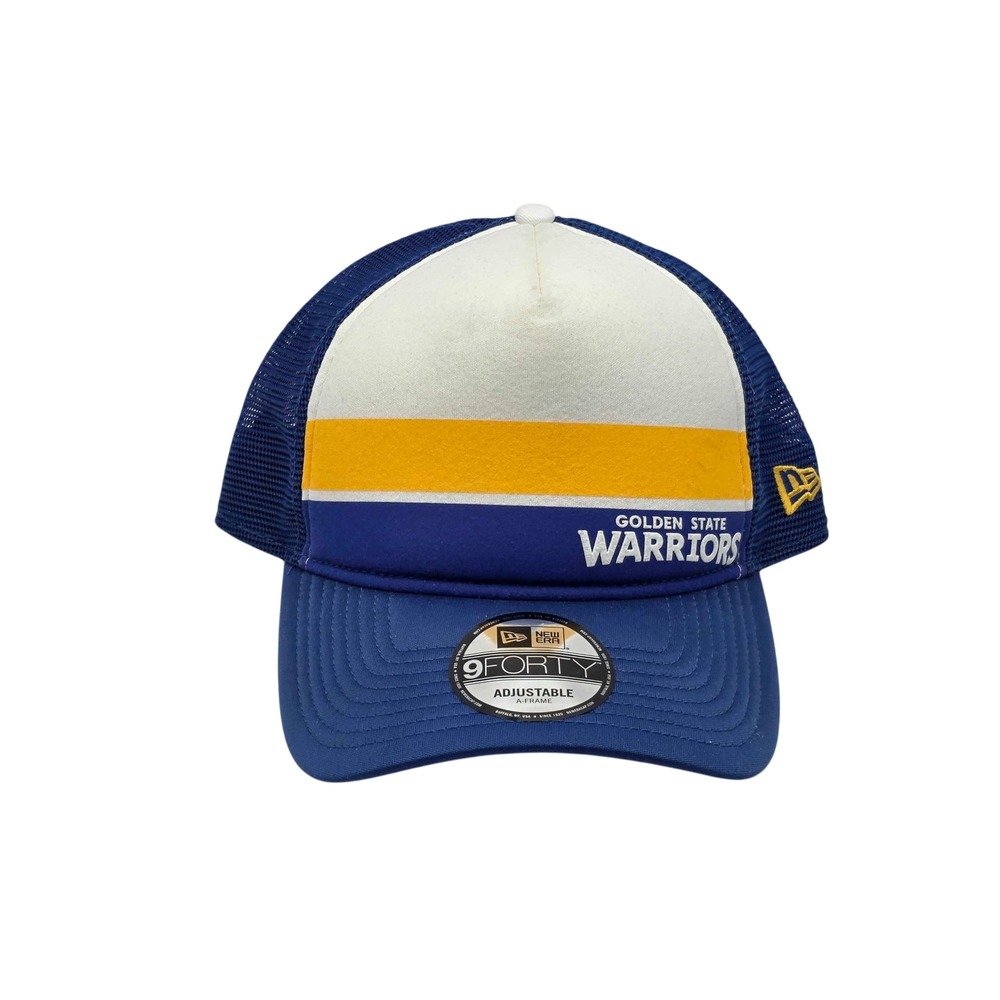 New Era 9FORTY Golden State Warriors NBA Trucker Snapback Hat Cap Blue Yellow